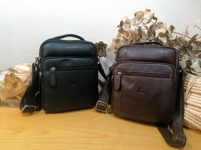 71514 BOLSO PIEL NEGRO/MARRÓN J.L.PIEL