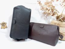71523 BOLSO NECESER PIEL NEGRO/MARRÓN  J.L. PIEL