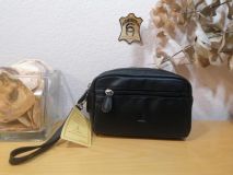 71522 BOLSO DE MANO PIEL NEGRO/MARRÓN J.L.PIEL