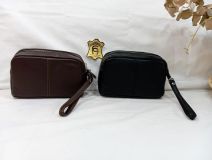 71522 BOLSO DE MANO PIEL NEGRO/MARRÓN J.L.PIEL