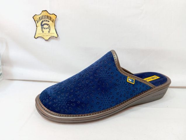 2078-8 ZAPATILLA CASA TERCIOPELO AZUL NORDIKAS
