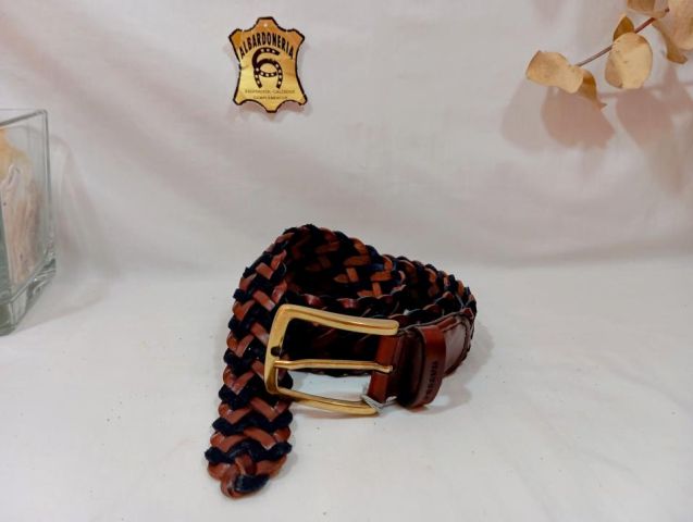 11622 CINTURON PIEL TRENZADO ESPIGA COMBI AZ/MAR P