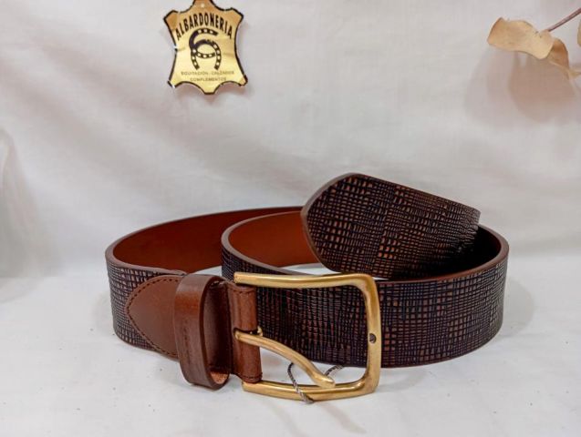 11750 CINTURON PIEL VAQUETA MUSTAN GRB.LINO MARINO