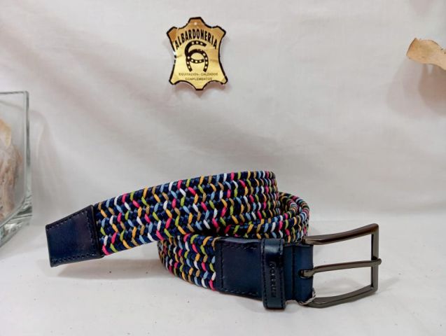 11753 CINTURON CUERO REGENERADO TRENZ.HILOALG.MARI